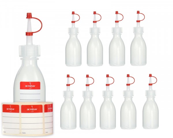 10 x 50 ml Kunststoffflaschen aus LDPE mit Tropfverschluss