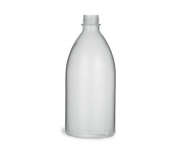 500 ml Quetschflasche aus LDPE mit 25 mm Gewinde, natur, transparent, leer, ohne Deckel
