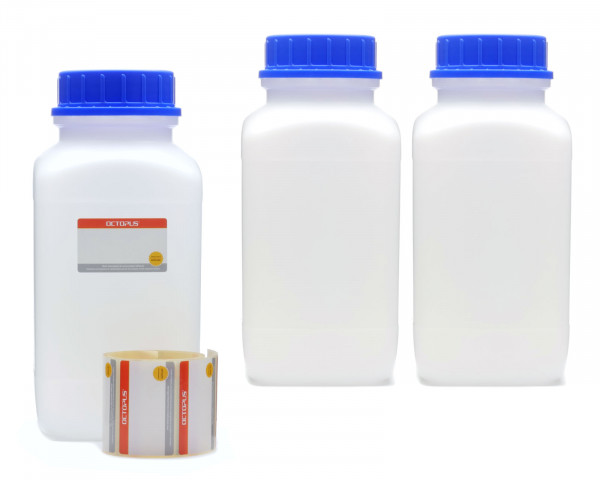 3x 2500 ml Wide neck bottle with screw cap, chemical bottle, laboratory bottle HDPE, natural colour