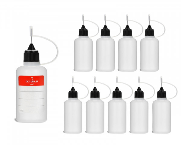 10 Plastikflaschen 30 ml aus LDPE, G14, Tropfverschluss mit Nadelkappe, schwarz