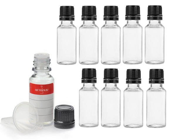 10x 20 ml PET bottle with dropper cap (G18) and mini funnel