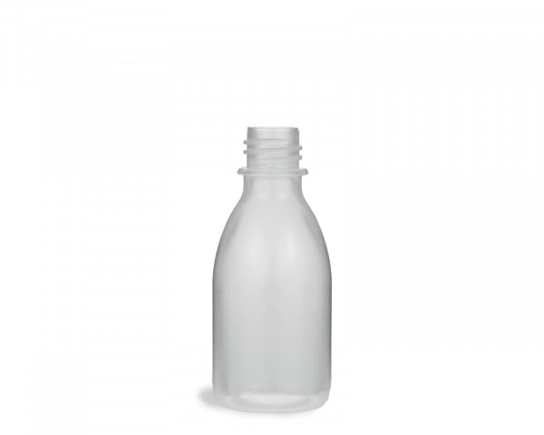 50 ml squeeze bottle made of LDPE with 18 mm thread, natural, transparent, empty, without lid