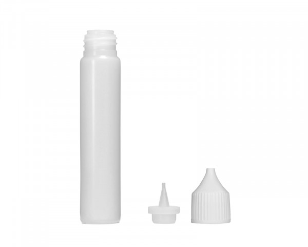 30 ml Plastikflasche mit Tropfeinsatz und weißem Verschluss