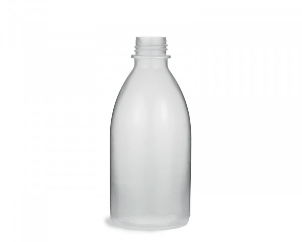 250 ml squeeze bottle made of LDPE with 25 mm thread, natural, transparent, empty, without lid