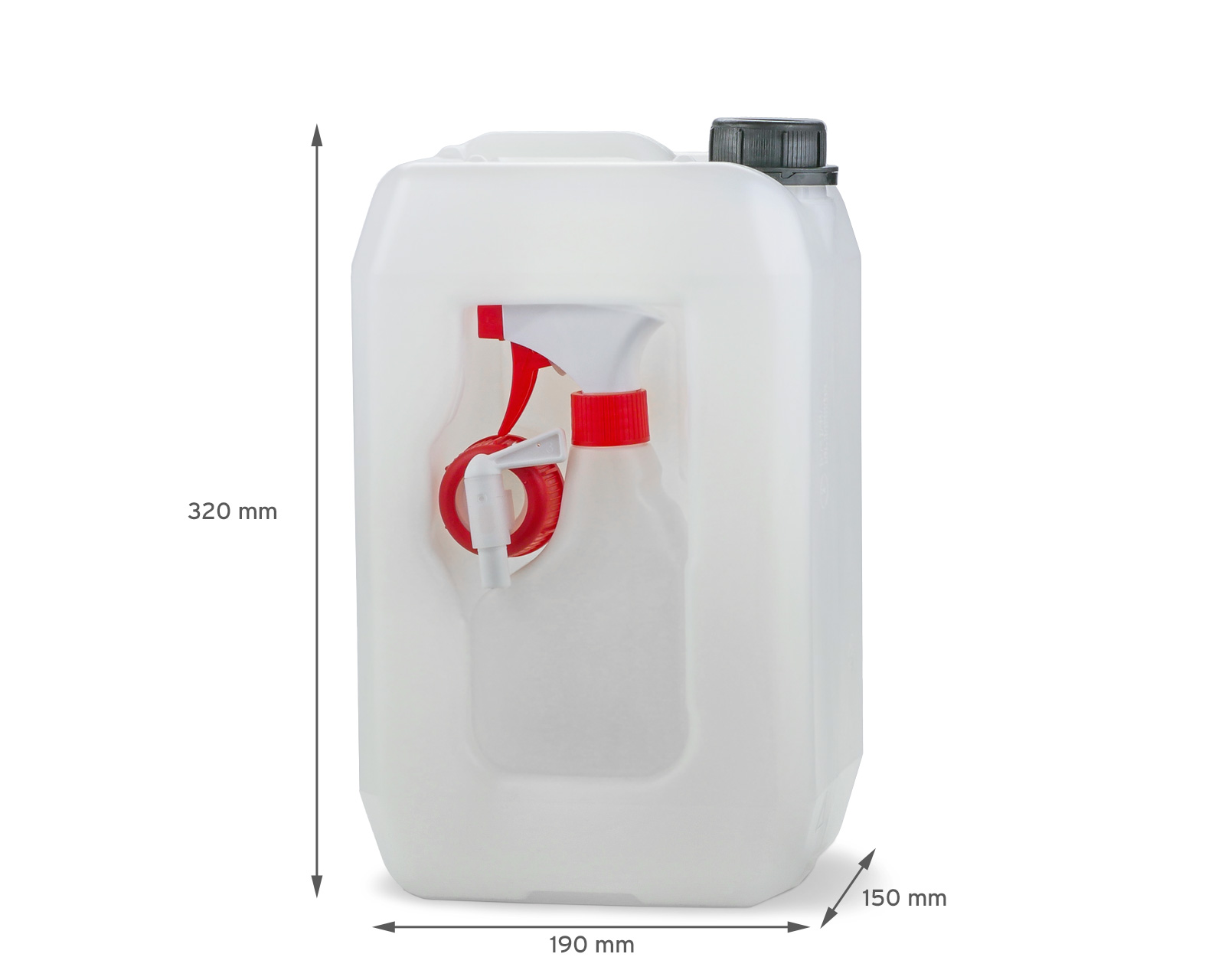 Combination canister set with 5L plastic canister, drain cock and 330 ml  spray bottle