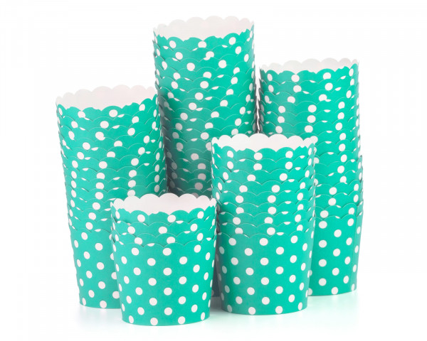 60x stabile Muffin-, Cupcakes Förmchen mit 140 ml Füllvolumen aus FSC Papier mit PET Beschichtung Tü