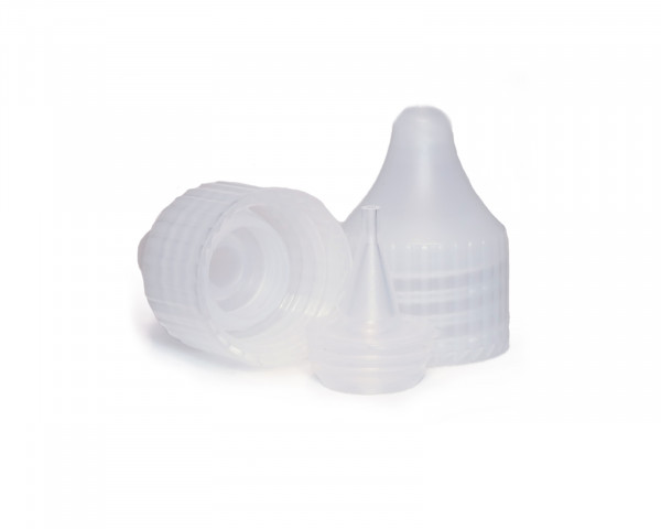 Drip cap LDPE, PP plastic transparent, natural coloured tip, RD18