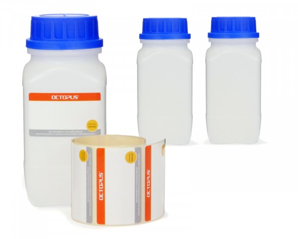 3x 750 ml Wide neck bottle with screw cap, chemical bottle, laboratory bottle HDPE, natural colour