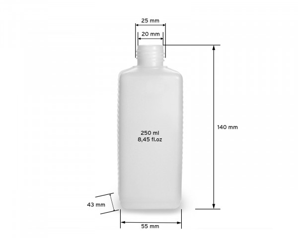 Plastikflaschen 250 ml rund, G25, schwarze Schraubverschlüsse
