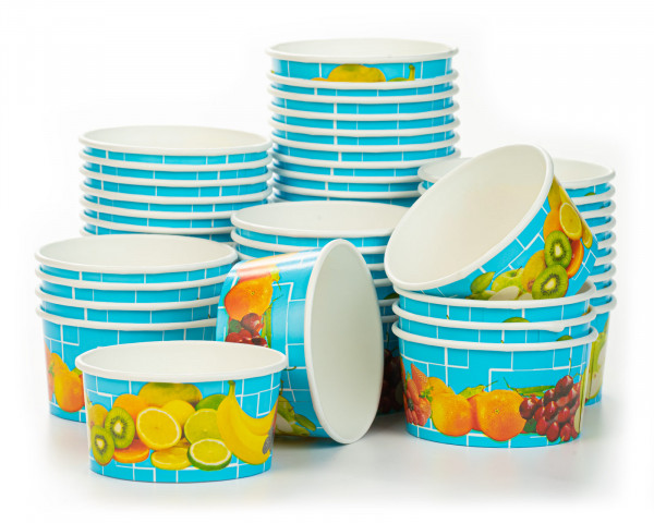 50x ice cream cups, ice cream paper cups, fruit cups with 160 ml filling volume