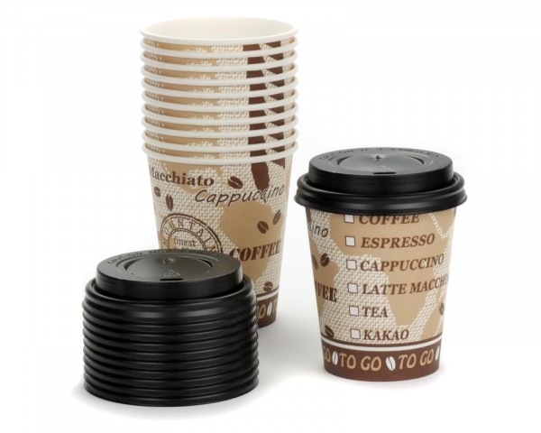 75x Trinkbecher, Coffee to go Pappbecher, Kaffeebecher mit 200 ml Füllvolumen