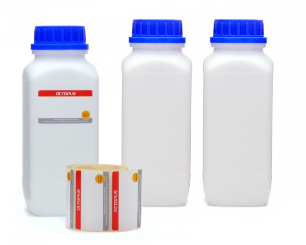 3x 1000 ml Wide neck bottle with screw cap, chemical bottle, laboratory bottle HDPE, natural colour