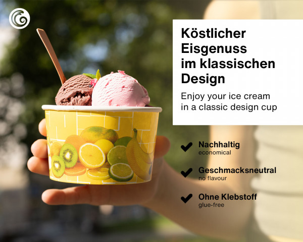 1200x Eisbecher, Eis- Pappbecher, Früchtebecher mit 260 ml Füllvolumen