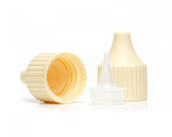 Drip cap LDPE, PP plastic beige, natural coloured tip, RD18