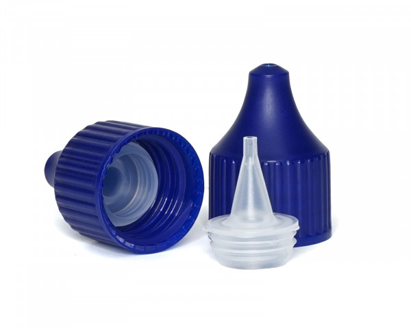 Drip cap LDPE, PP plastic dark blue, natural coloured tip, RD18