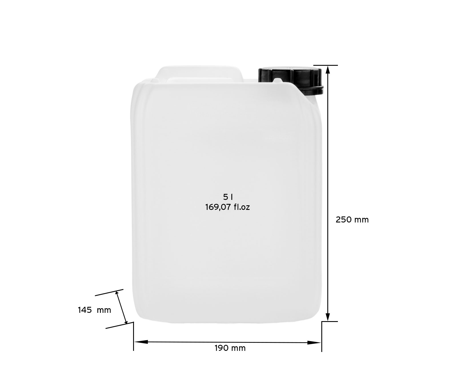 5L Kanister aus HDPE natur mit Verschluss, Gewinde 51mm