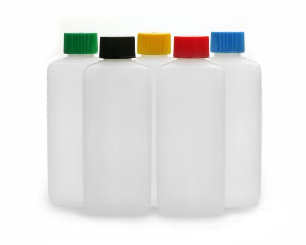 Plastic bottle 250 ml, empty, for Refill Kit 5 pcs. with coloured cap