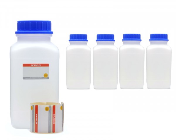 5x 2500 ml Wide neck bottle with screw cap, chemical bottle, laboratory bottle HDPE, natural colour