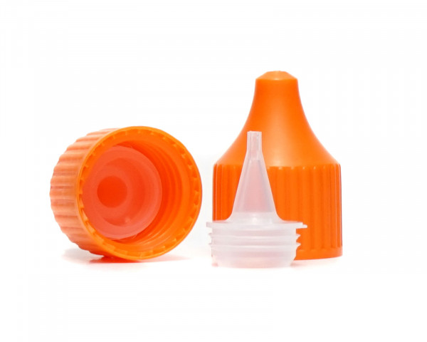 Tropf-Verschluss aus LDPE, PP Kunstoff orange naturfarbene Spitze, RD18mm