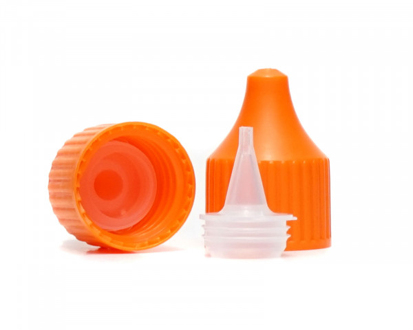 Drip cap LDPE, PP plastic orange, natural coloured tip, RD18