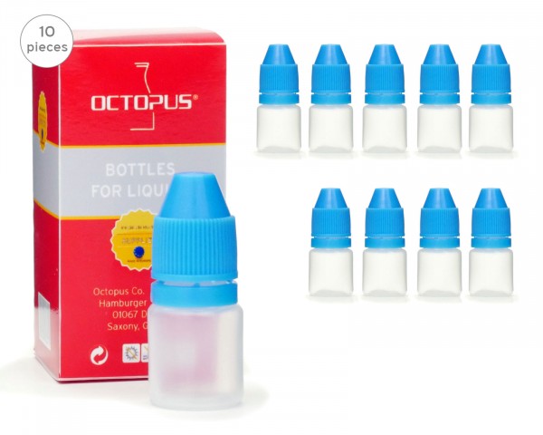 10 x 3 ml Mini Tropfflaschen für Farben, Serum etc., Quetschflaschen mit blauem Tropfverschluss