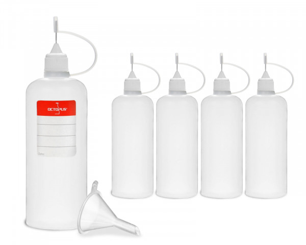 5 x 100 ml Nadelflaschen für Öle, Farben etc. mit weißer Nadelkappe