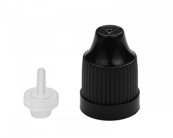 Childproof cap for LDPE bottle, black