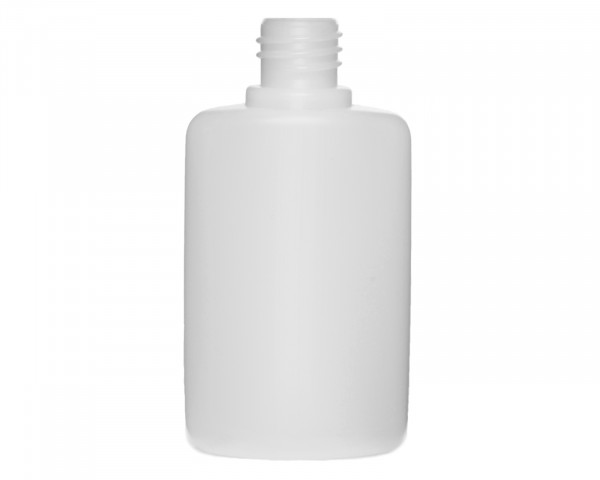 50 ml oval bottle made of HDPE with 18 mm thread