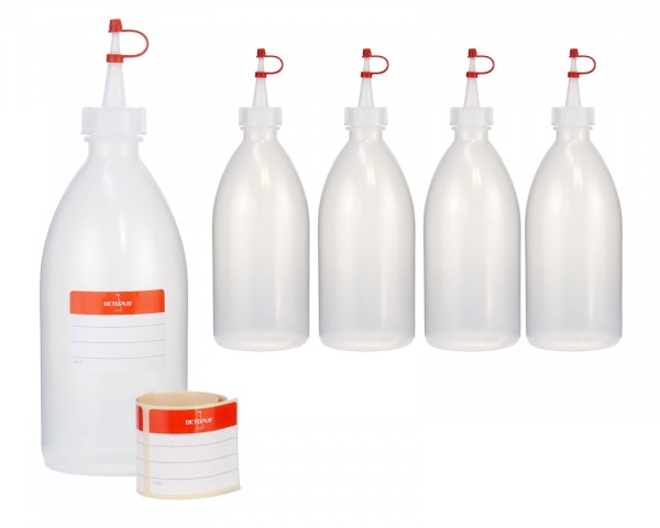 5 x 500 ml LDPE plastic bottles with dropper cap