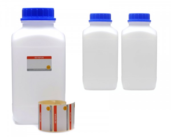 3x 4000 ml Wide neck bottle with screw cap, chemical bottle, laboratory bottle HDPE, natural colour