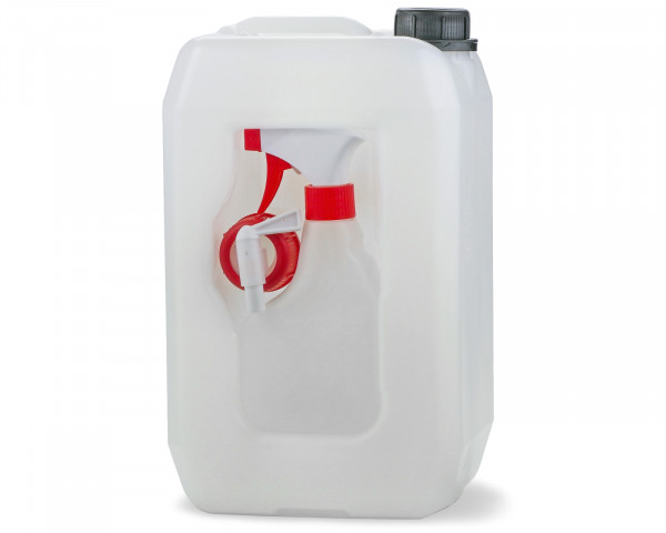 5 L Kanister aus HDPE, Kombikanister mit Verschluss, Ablaufhahn und 330ml Sprühflasche