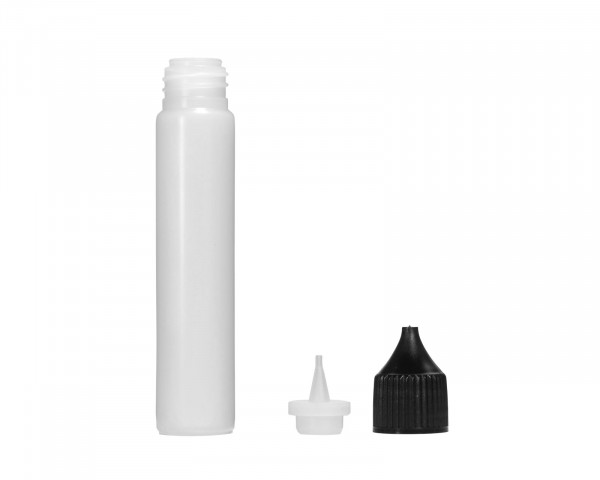 30 ml Plastikflasche mit Tropfeinsatz und schwarzem Deckel